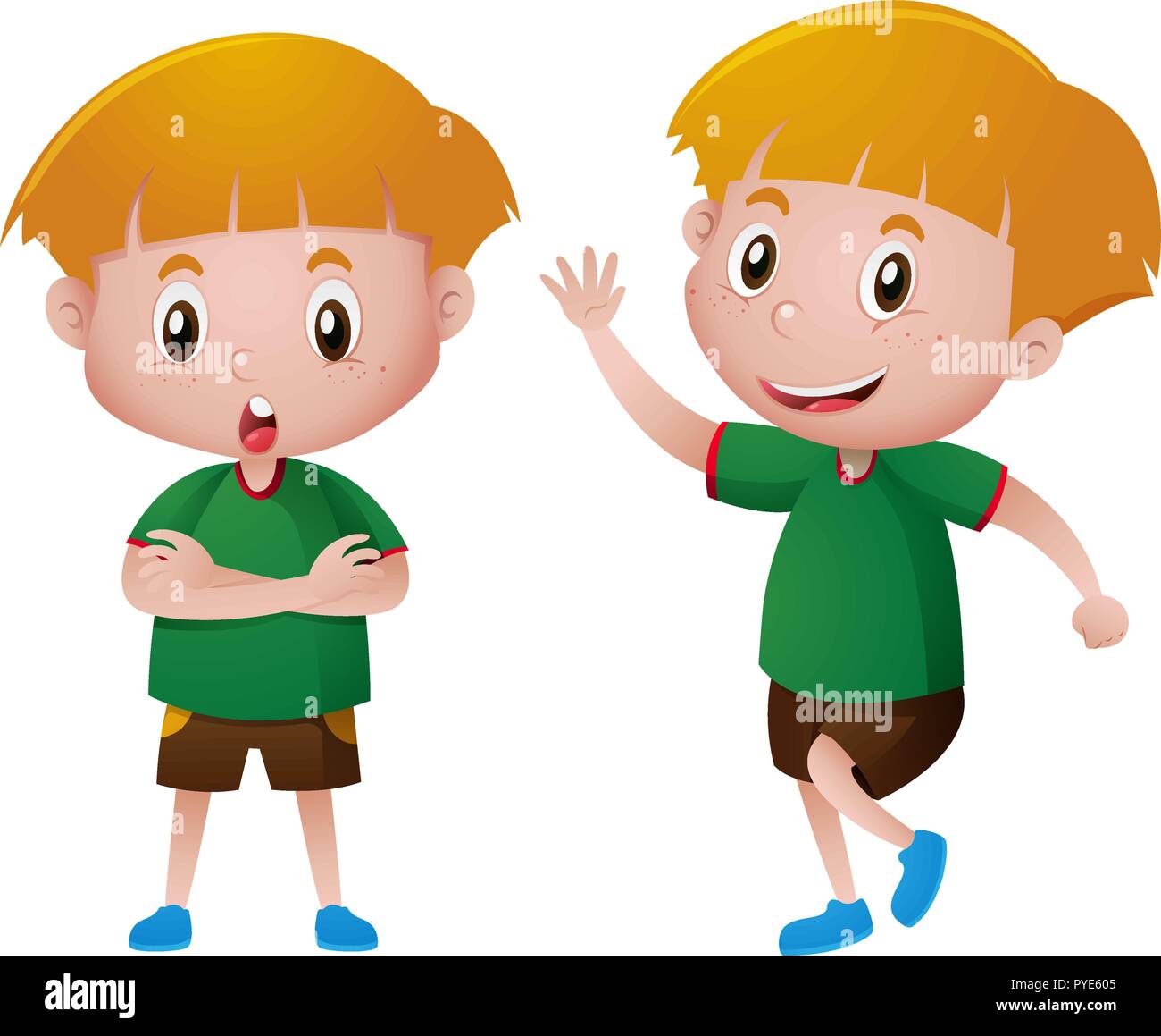 Little boy with two facial expressions illustration Stock Vector Image ...