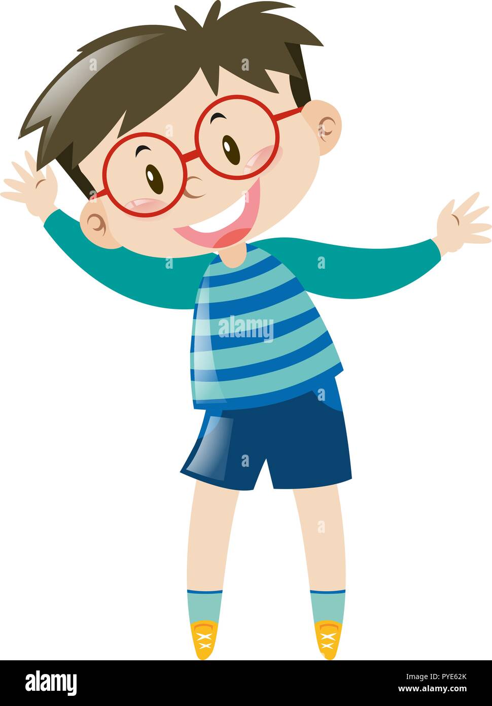 Boy with glasses wearing blue shirt illustration Stock Vector Image