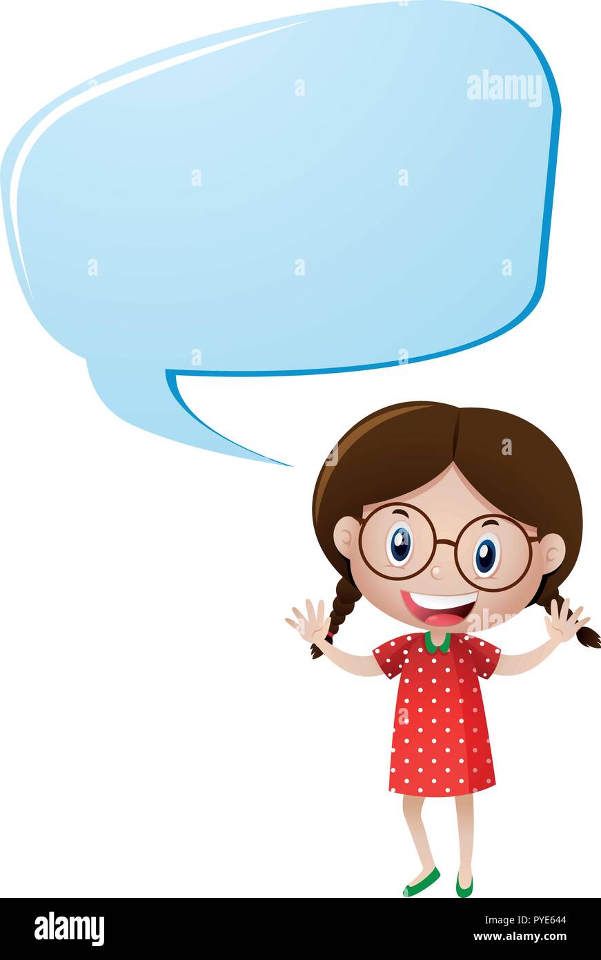 Speech bubble template with girl in red illustration Stock Vector Image ...