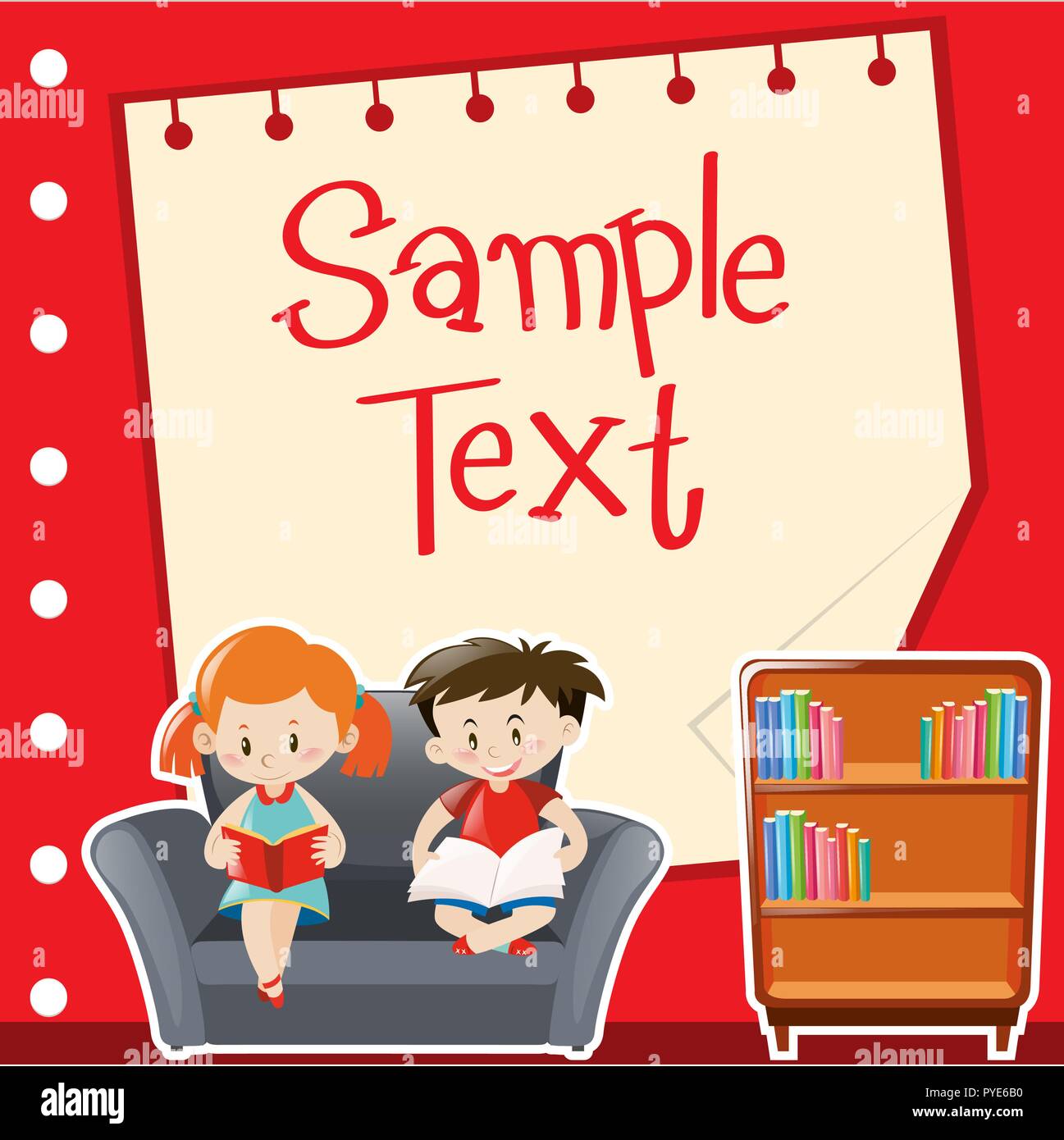 Paper design with boy and girl reading illustration Stock Vector Image ...