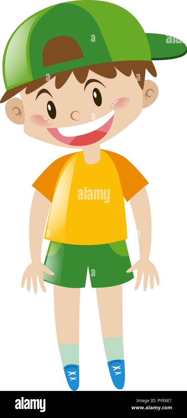 Boy in yellow shirt standing illustration Stock Vector Image & Art - Alamy