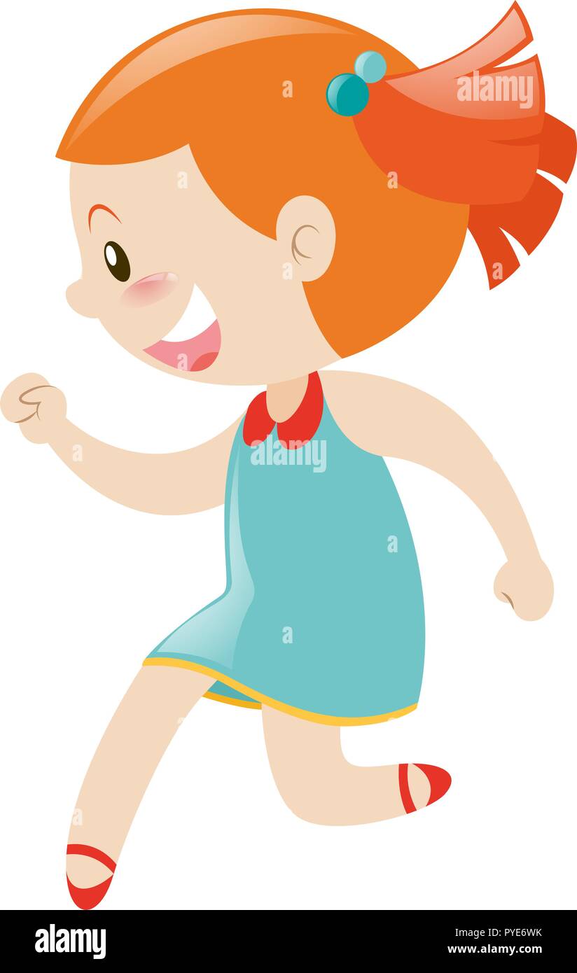 Girl in blue dress smiling illustration Stock Vector Image & Art - Alamy