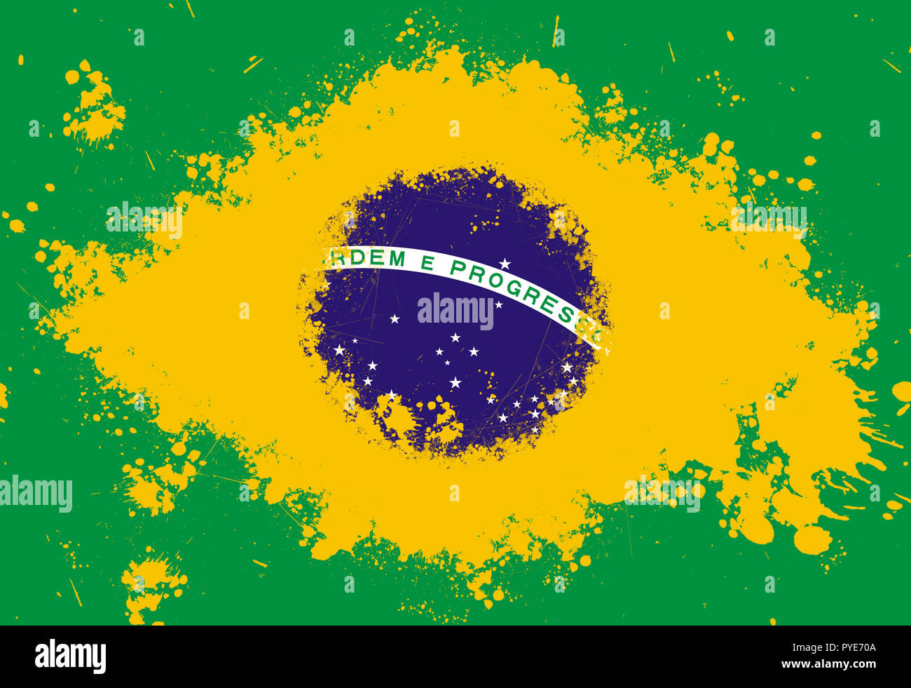 Brazil flag painted wth splash paint Stock Photo Alamy