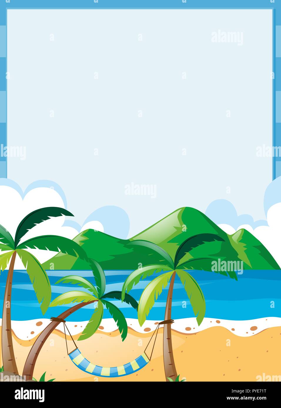 Border template with beach background illustration Stock Vector Image ...