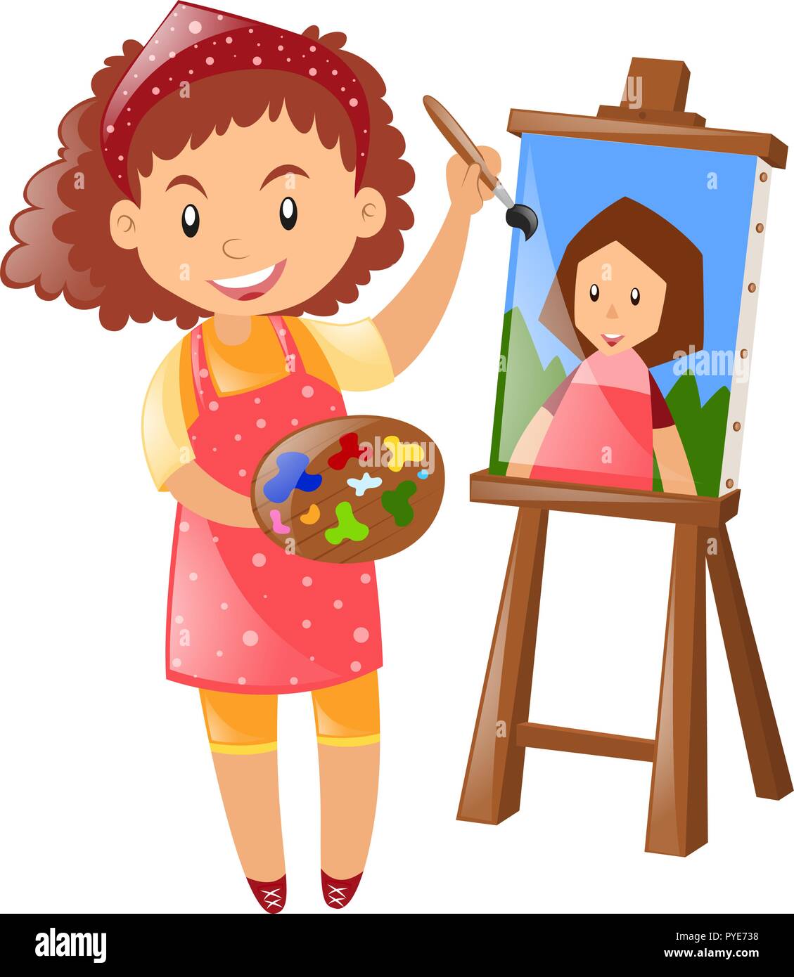 Artist painting on canvas illustration Stock Vector Image & Art Alamy