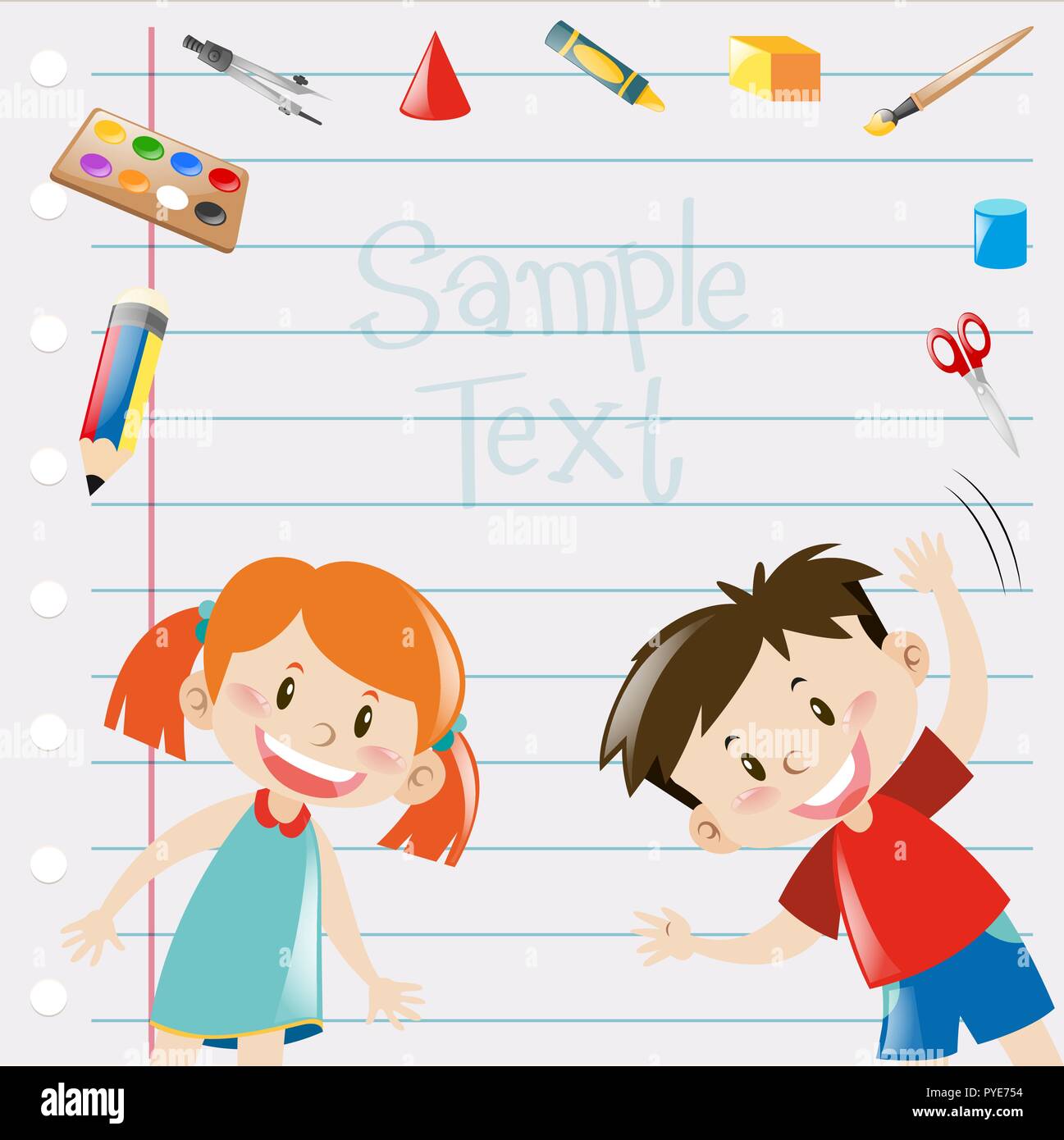 Paper template with boy and girl illustration Stock Vector Image & Art Alamy