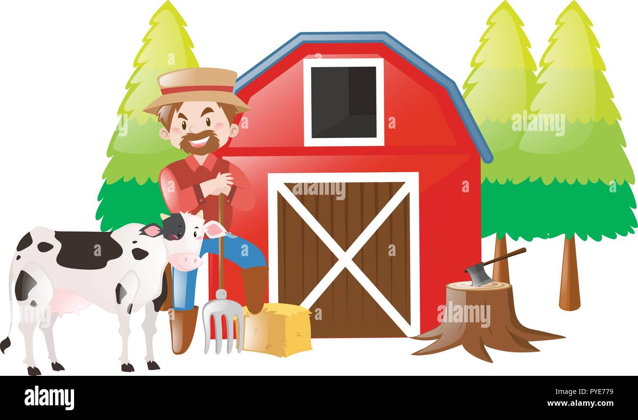 Farmer working in the farm illustration Stock Vector Image & Art - Alamy
