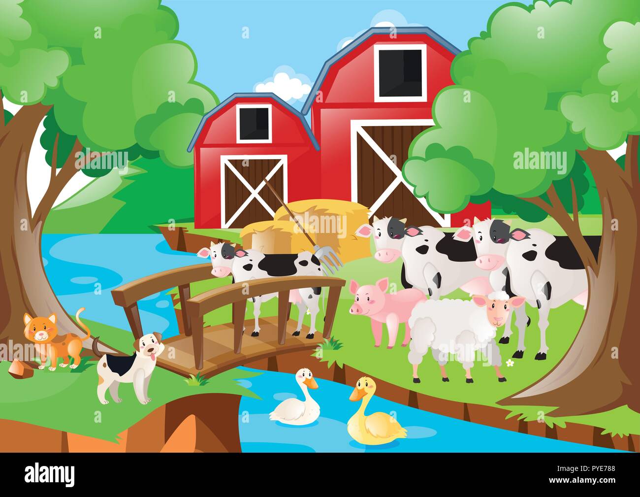 Farm animals on the farm illustration Stock Vector Image & Art - Alamy