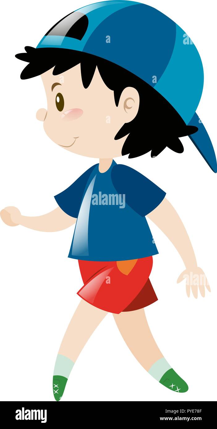 Little boy in blue shirt and cap illustration Stock Vector Image & Art