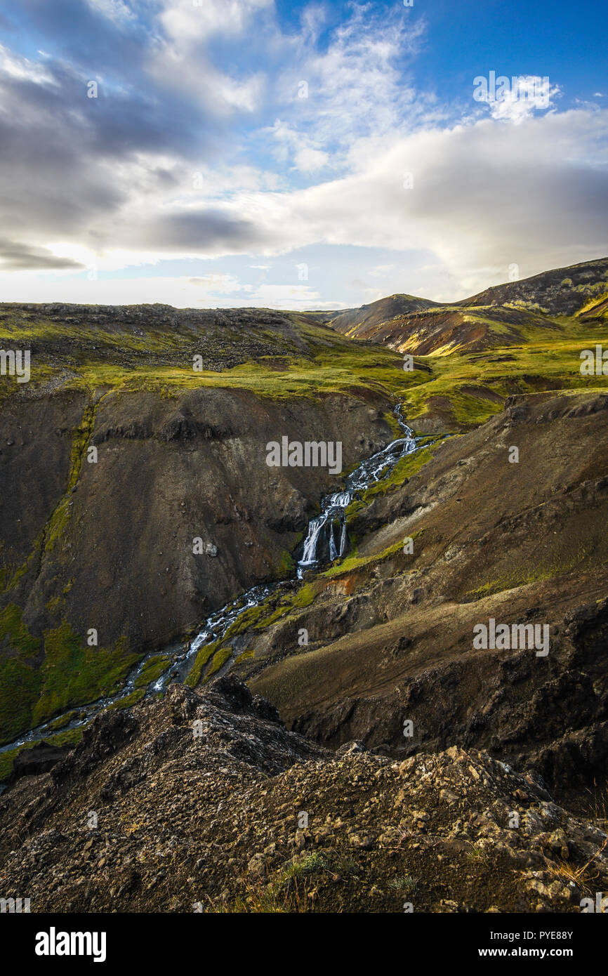 extremly green valley in iceland in the hengill area of iceland Stock Photo