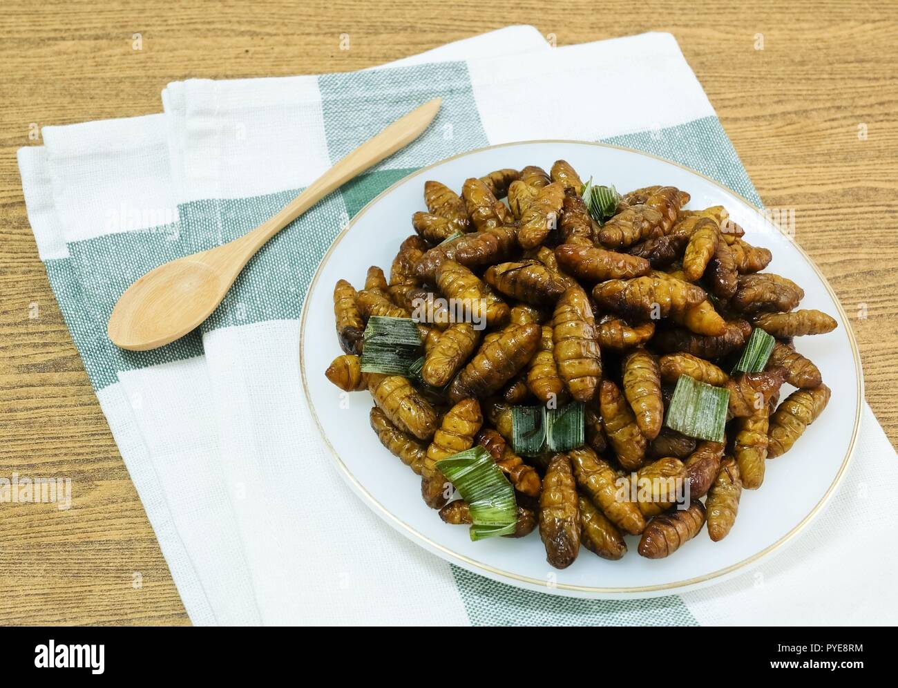 Cuisine and Food, Thai Traditional Deep Fried Marinated Coconut Worms ...