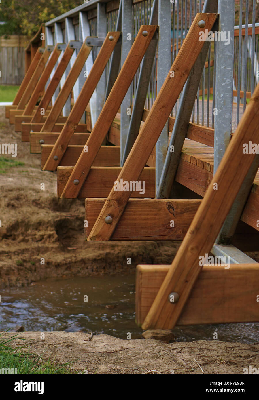 Close up view of outer part of wooden bridge Stock Photo