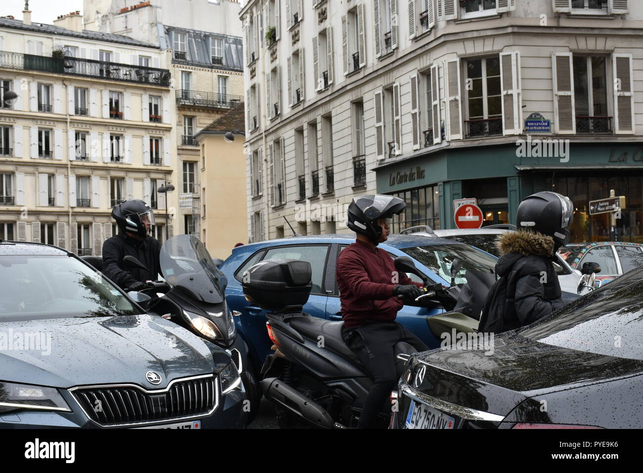 Paris traffic jam Stock Photo