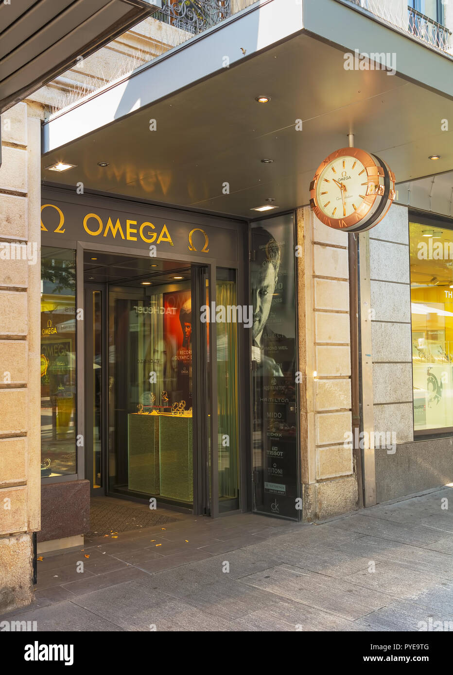 Geneva, Switzerland September 24, 2016 Omega sign over the entrance