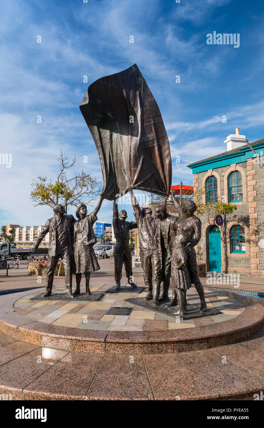 Liberation monument in Liberation Square, St Helier, Jersey by sculptor Philip Jackson Stock Photo