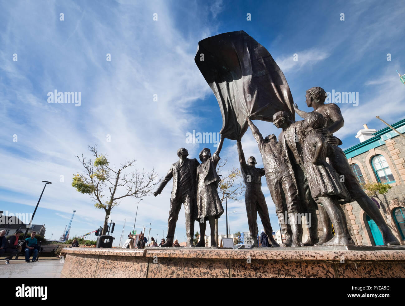 Liberation monument in Liberation Square, St Helier, Jersey by sculptor Philip Jackson Stock Photo