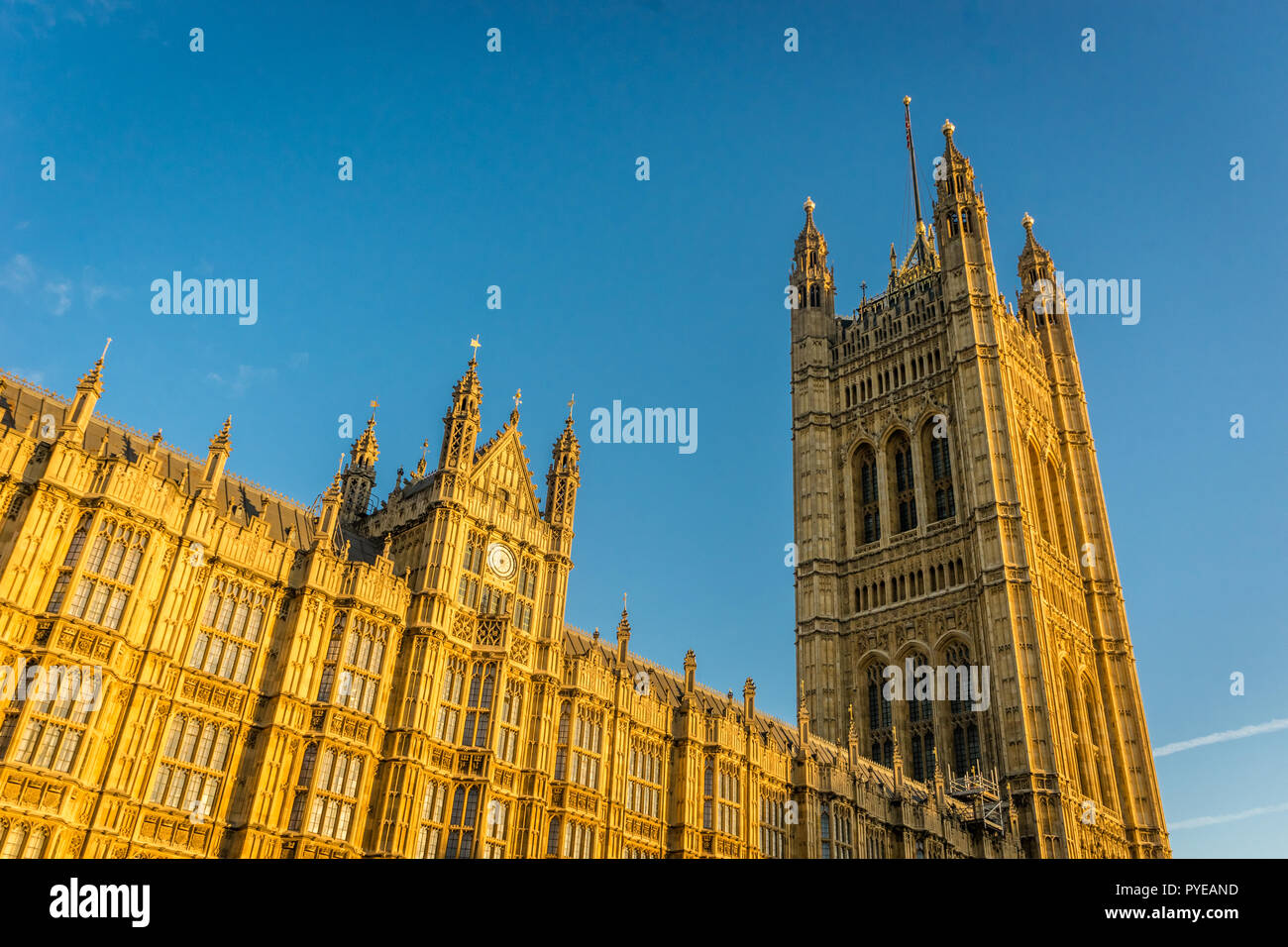 Houses of Parliament, Westminster, London currently undergoing major renovation Stock Photo