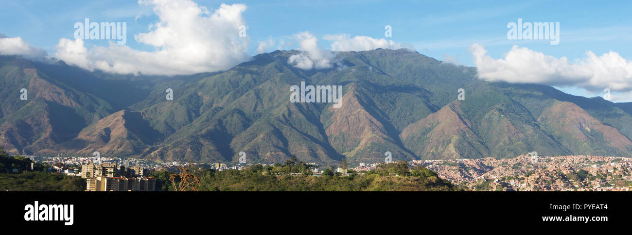 Panoramic view of Caracas and cerro El Avila National Park, famous mountain in Venezuela Stock Photo