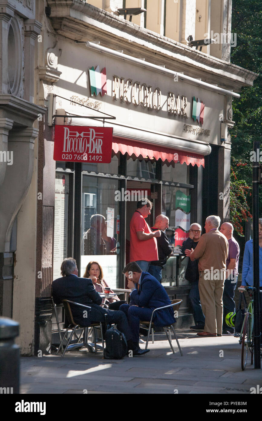 Italian Cafe, Piccolo Bar, Gresham street, Central London Stock Photo