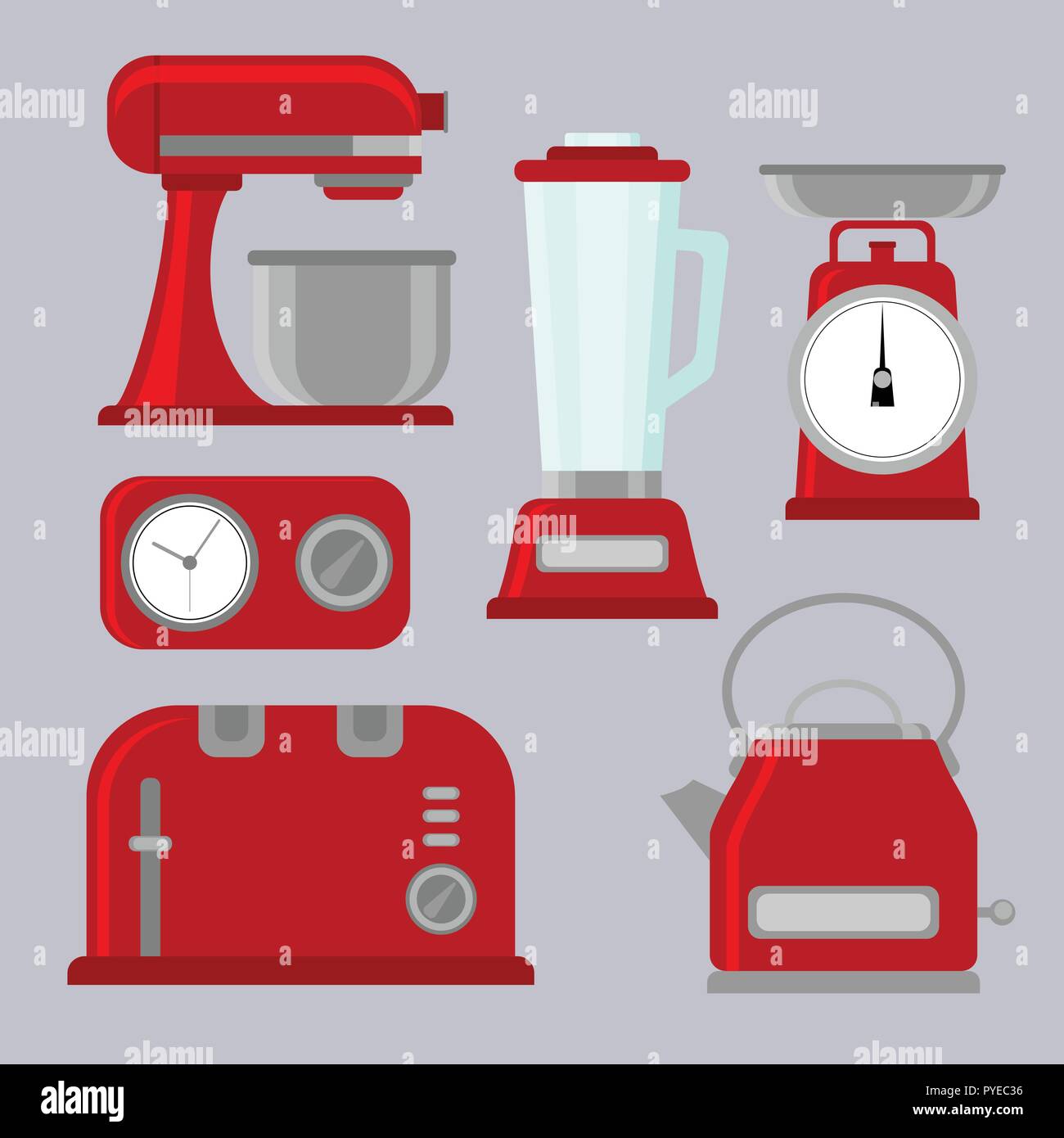 Vector set of household appliances design flat icons Stock Vector