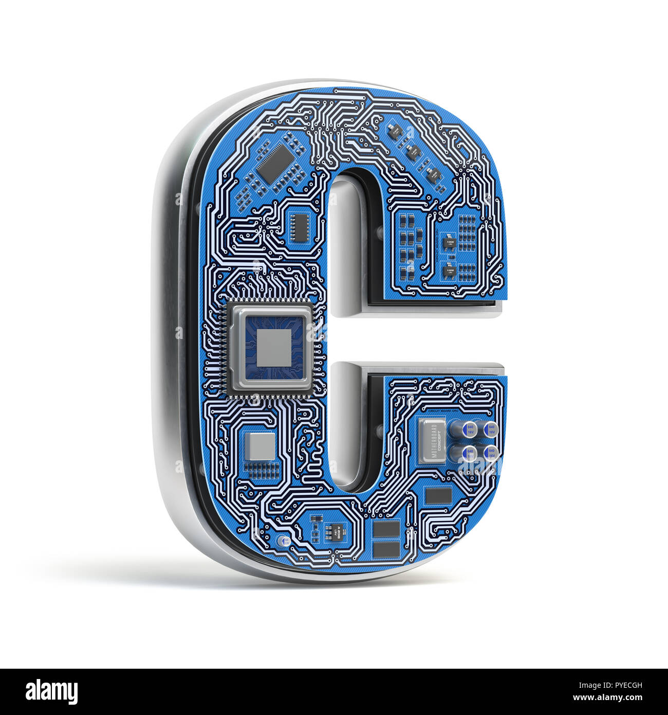 Letter From Electronic Circuit Board Alphabet On White Backgroun Stock