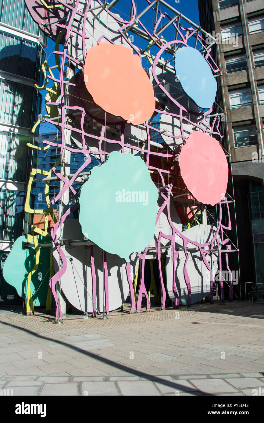 Colourful 'Big Painting' sculpture by Patrick Heron at Cardinal Place, Victoria, London, SW1, UK Stock Photo