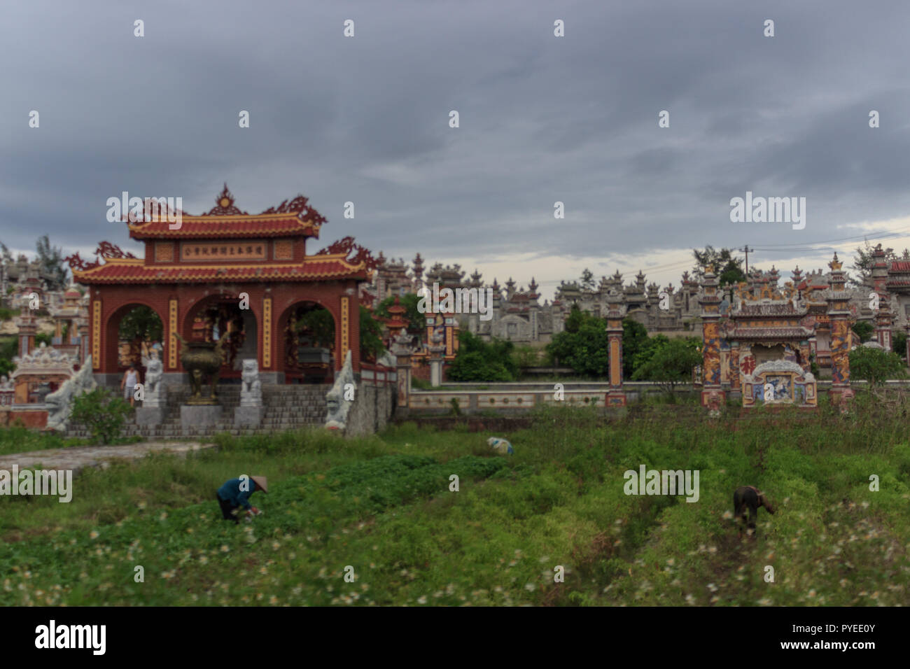 graveyard in the countryside in vietnam Stock Photo