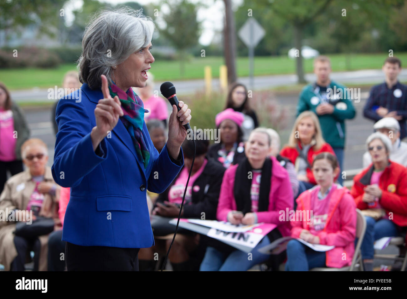 Oct 20, 2018.Rep. Katherine Marlea Clark, Massachusetts, endorses Andy Kim. In a key battleground district in New Jersey, Democratic Challenger Andy Kim holds a ”Women’s Rally” to empower and encourage women to vote in the 2018 Midterms. Andy Kim, a former national security official during the Obama administration and Republican Rep. Tom MacArthur are locked in a “statistical tie” in the 3rd Congessional District in South Jersey. A new Stockton University poll shows MacArthur, a prime mover in the effort to repeal the A Stock Photo