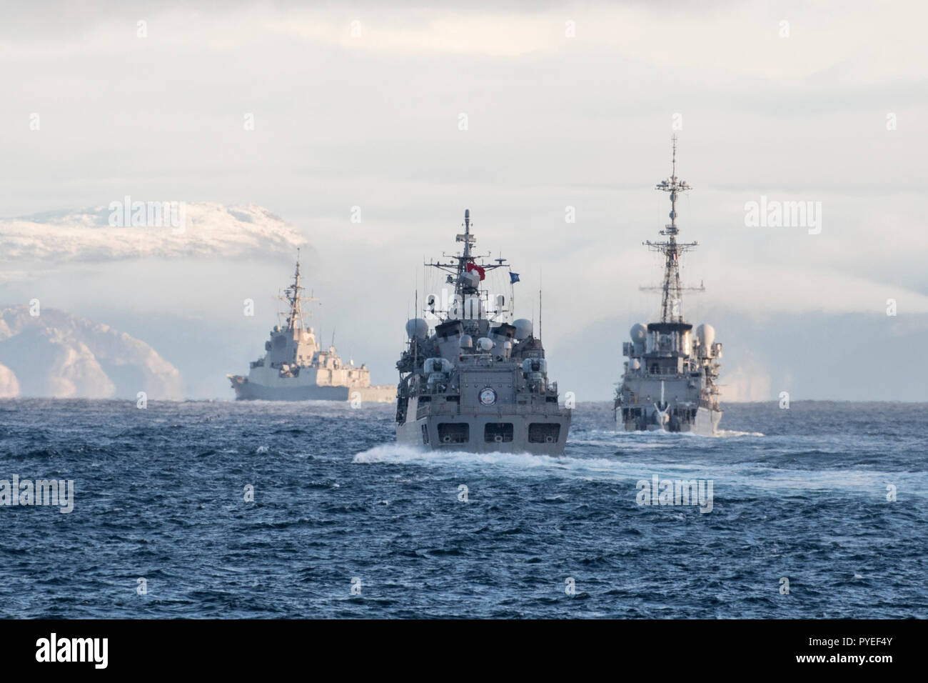 Spanish Frigate Cristobal Colon, French Naval Ship LatoucheTréville and Turkish Naval Ship