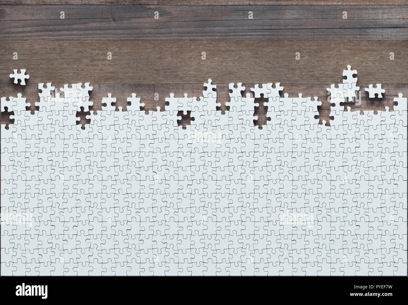 Blank jigsaw puzzle missing half to finish. Concept of work not