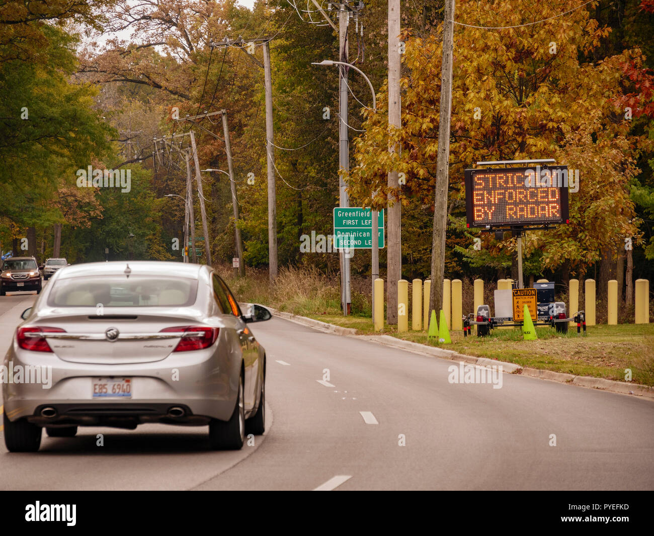 Electronic speed limit sign Stock Photo Alamy