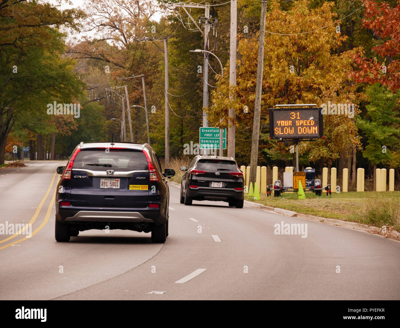 Electronic speed limit sign Stock Photo Alamy
