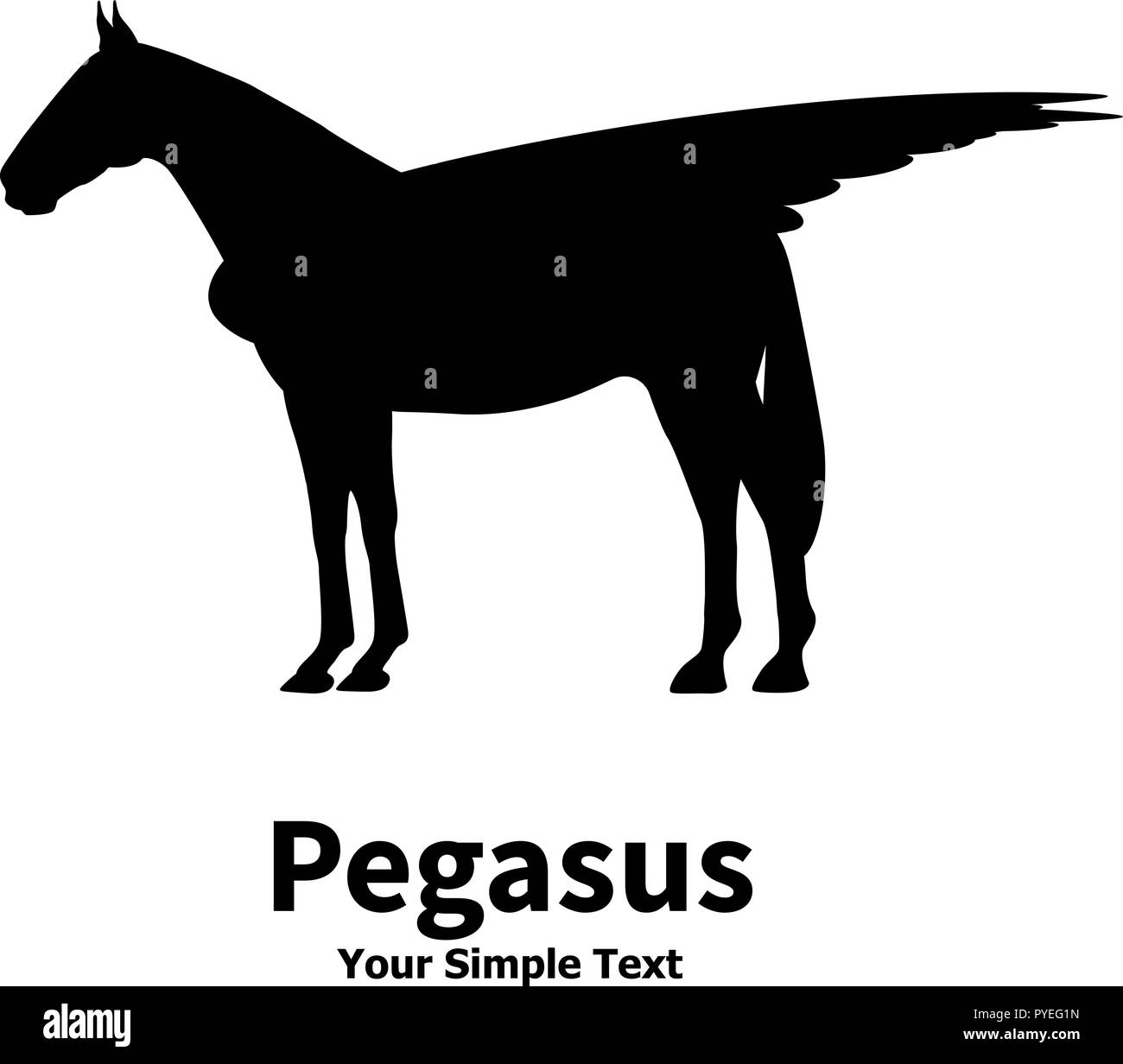 Vector illustration Pegasus silhouette standing straight Stock Vector