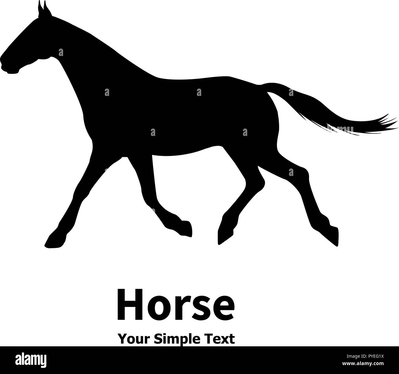 Vector illustration of a silhouette of a running horse Stock Vector