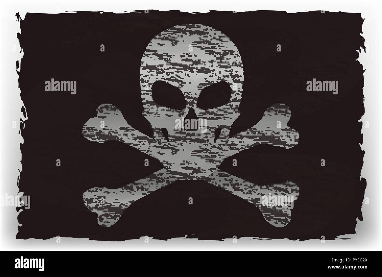 Vector illustration of a black pirate flag Stock Vector