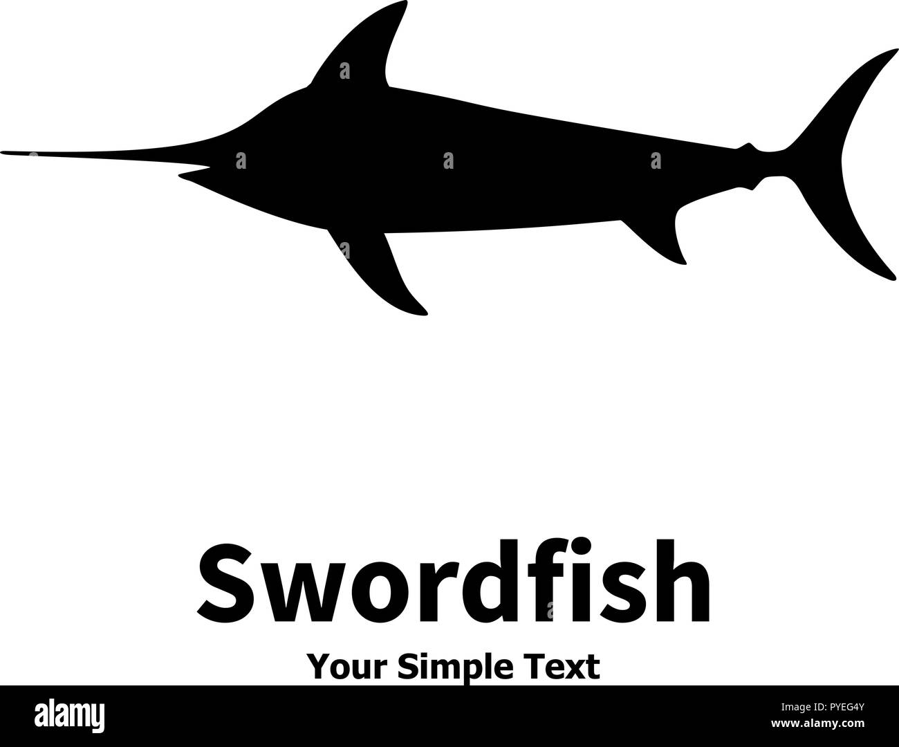 Vector illustration silhouette of swordfish Stock Vector