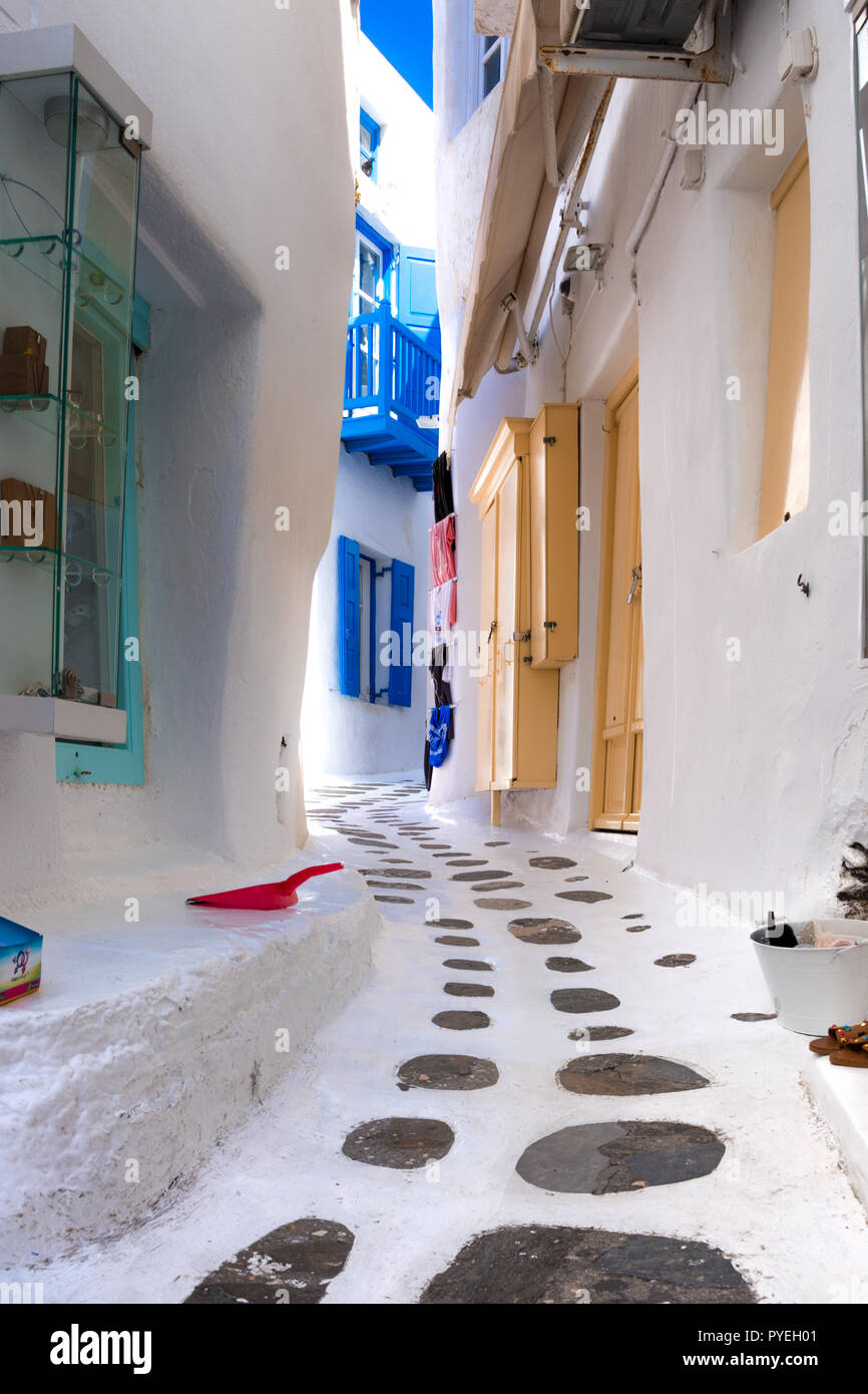 View Of The Famous Pictorial Narrow Streets Of Mykonos Town In Mykonos 