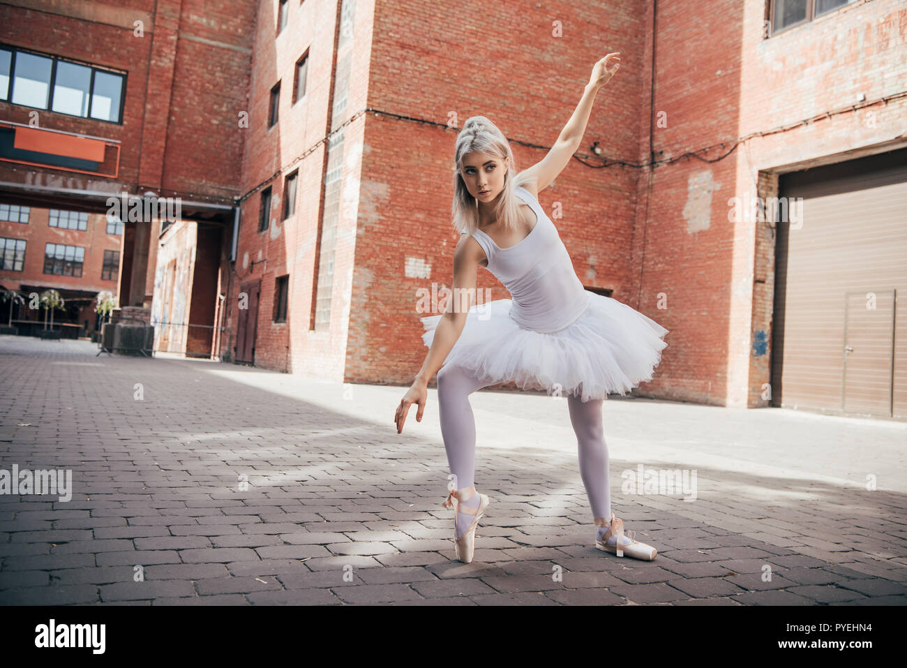 elegant young ballerina dancing in urban city street Stock Photo - Alamy