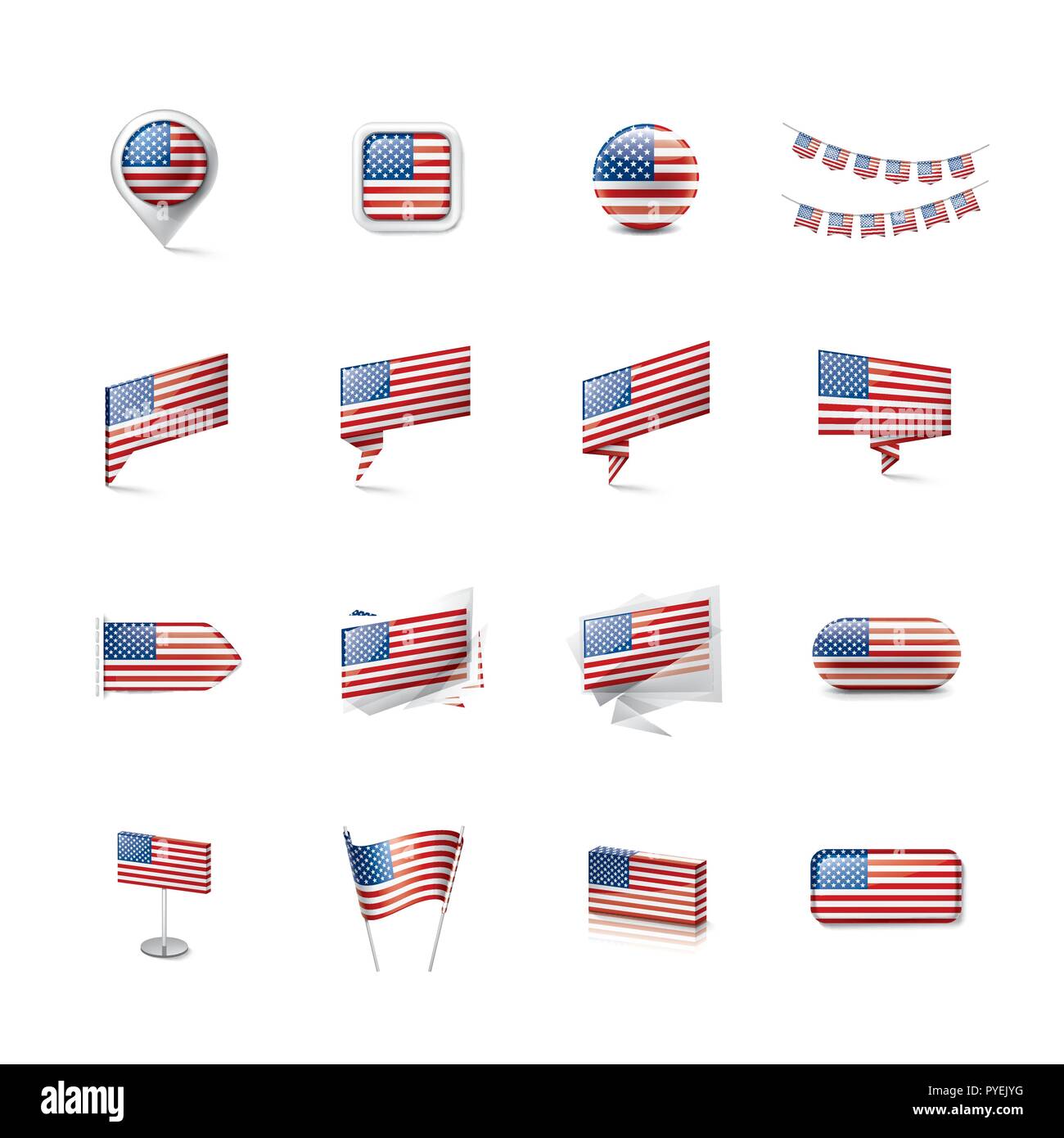 USA flag, vector illustration on a white background Stock Vector Image ...