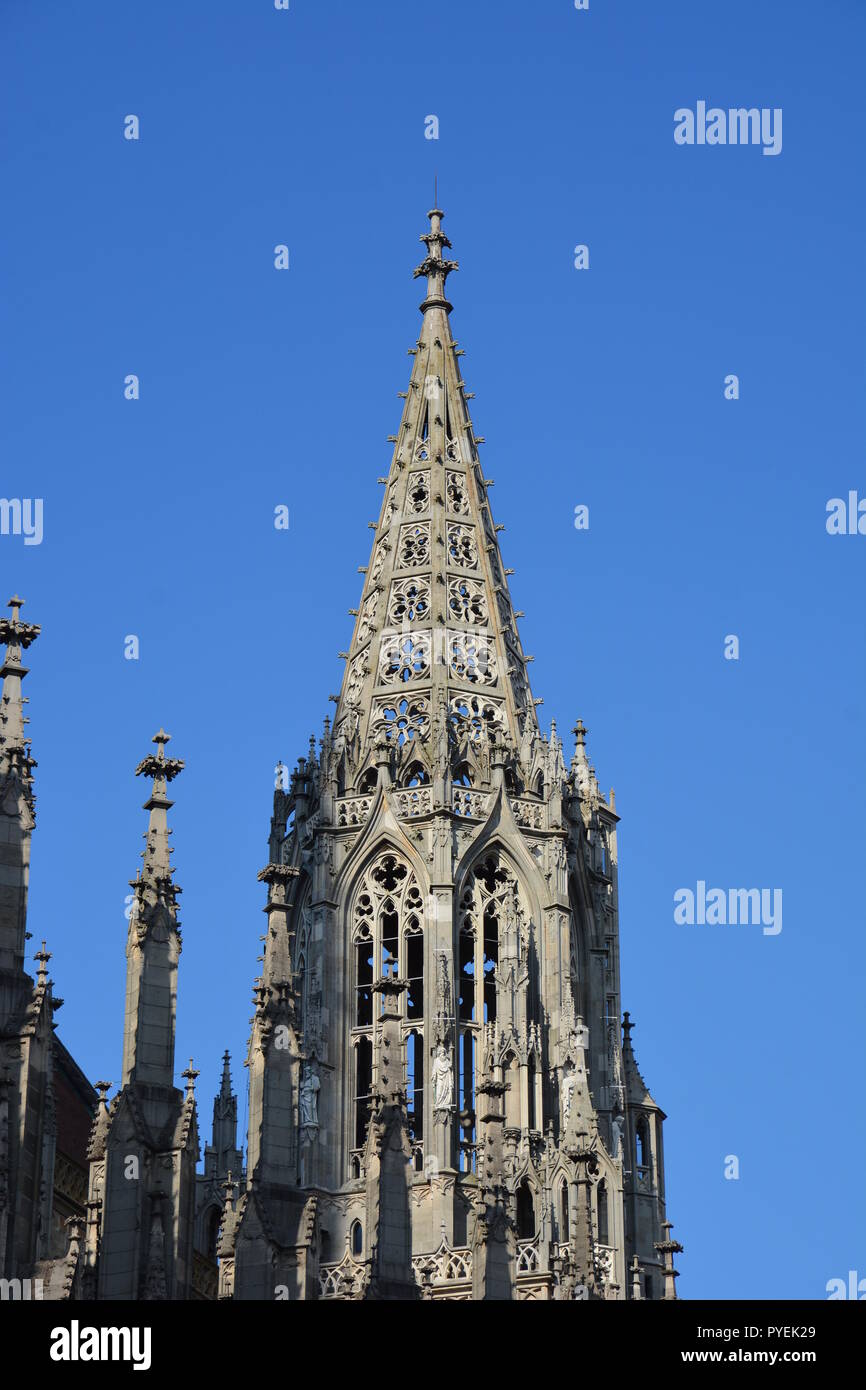 Ulm, Germany – Detail view of ULMER MÜNSTER cathedral in the historical town of Ulm, southern Germany Stock Photo