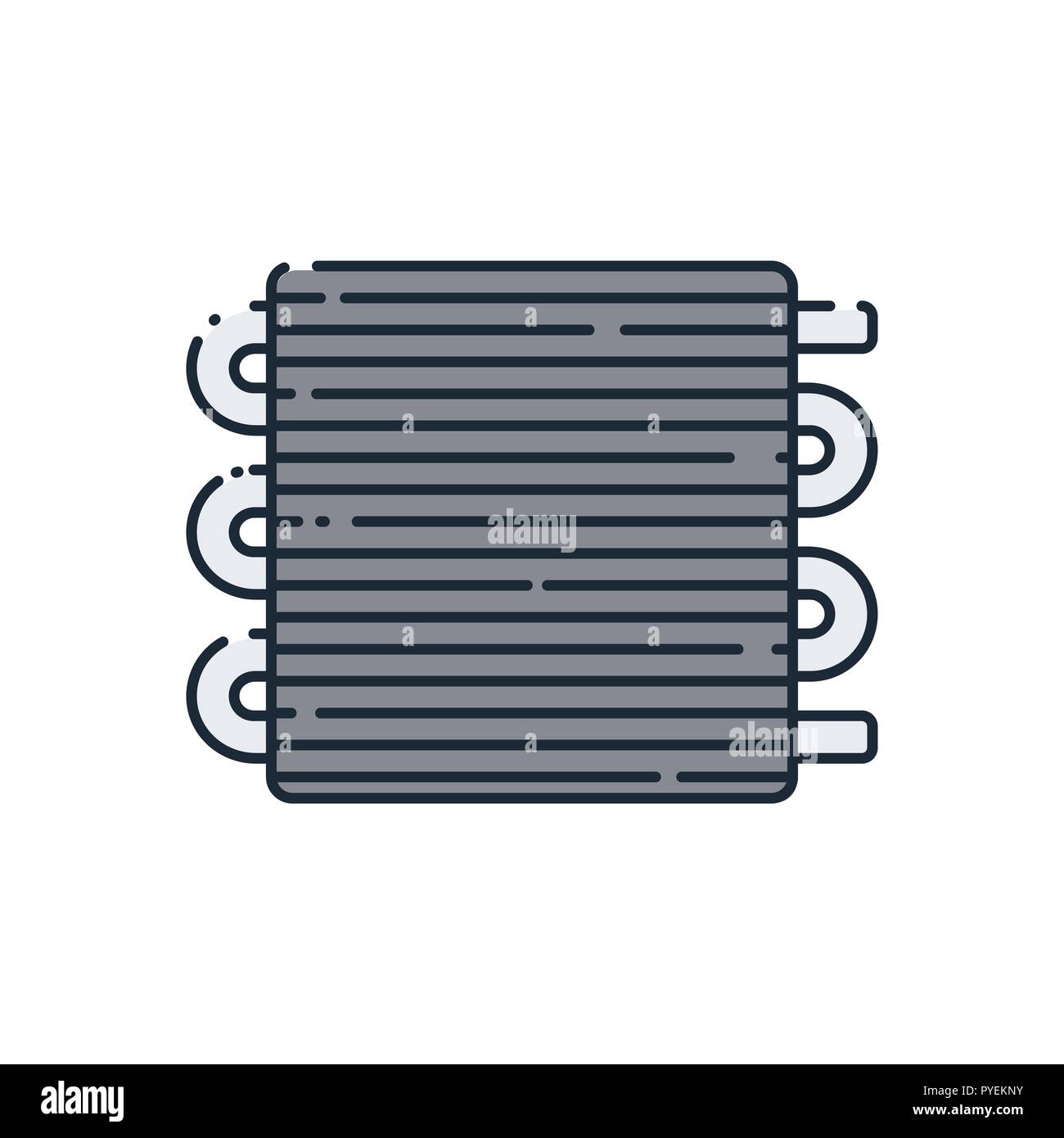 Flat icon on the car radiator. Vector illustration. Cooler in the cooling system. Stock Vector