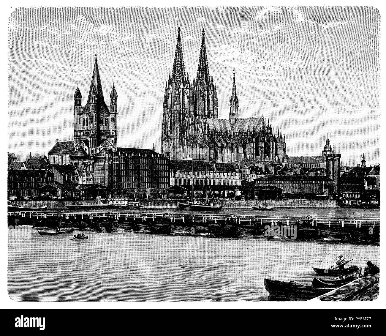 Cologne Cathedral, seen from the Rhine,   1909 Stock Photo