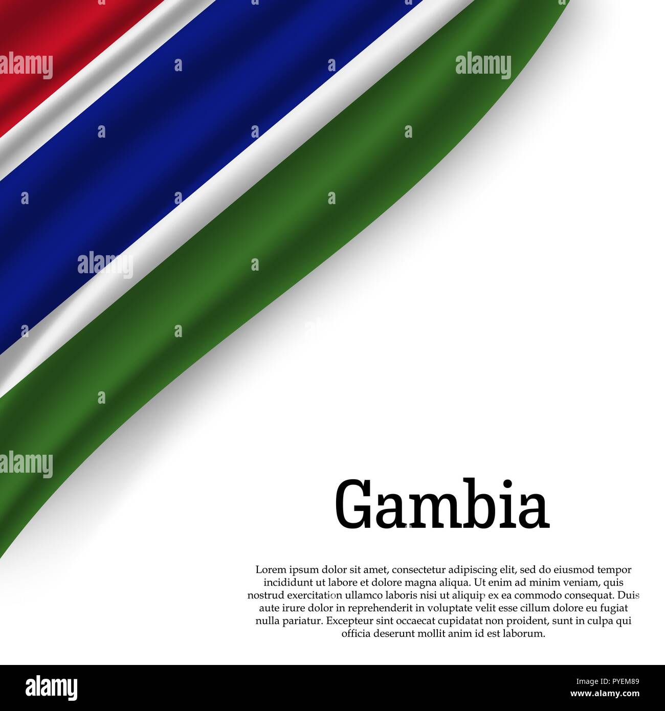 waving flag of Gambia on white background. Template for independence ...
