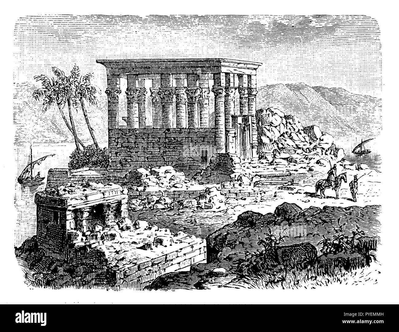 Isi temple on Philae,   1887 Stock Photo