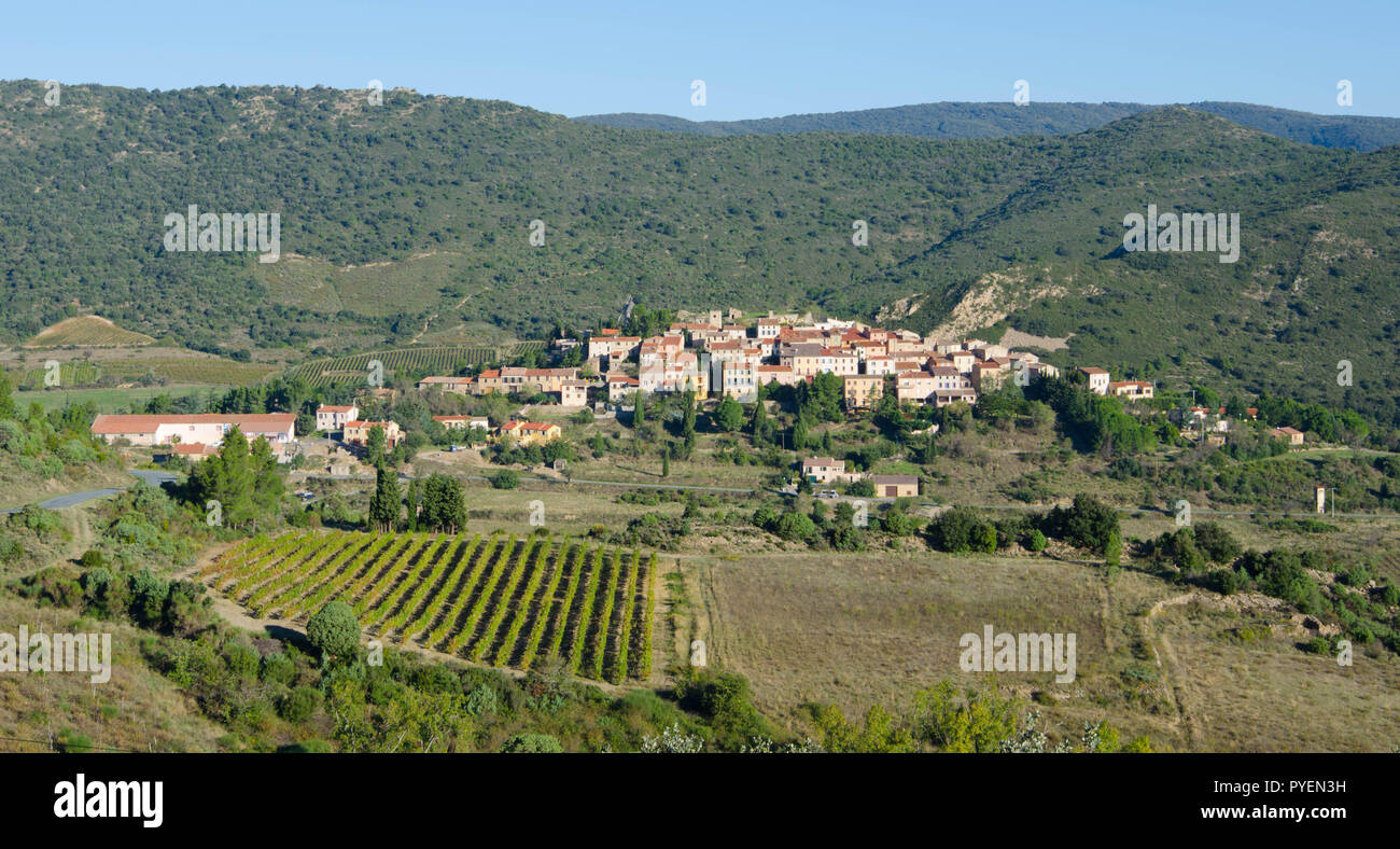 The little village Cucugnan in the Aude area in france Stock Photo