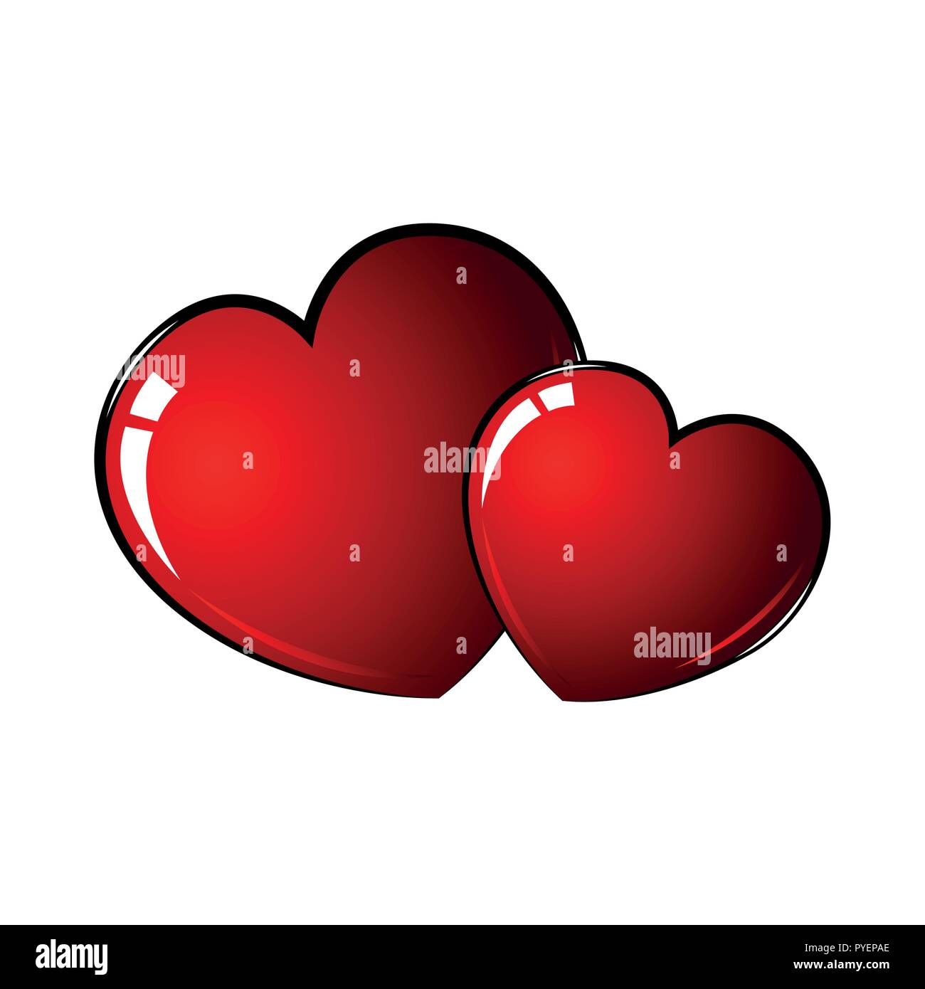 two red shiny hearts isolated on white background vector illustration EPS10 Stock Vector