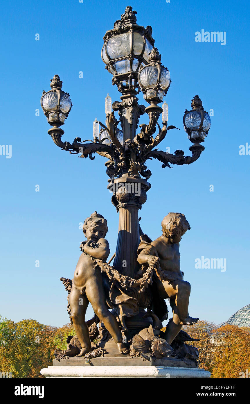 Paris France.  The Grand Palais, the Petit Palais & the Pont Alexander III, laid out in for a formal plan formed the site for the Universal Exposition Stock Photo