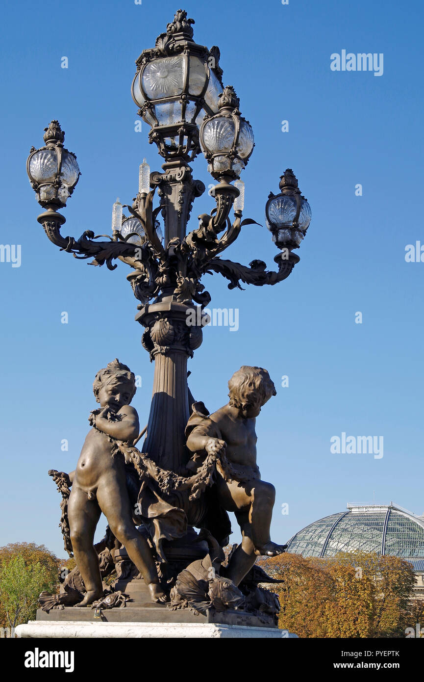 Paris France.  The Grand Palais, the Petit Palais & the Pont Alexander III, laid out in for a formal plan formed the site for the Universal Exposition Stock Photo