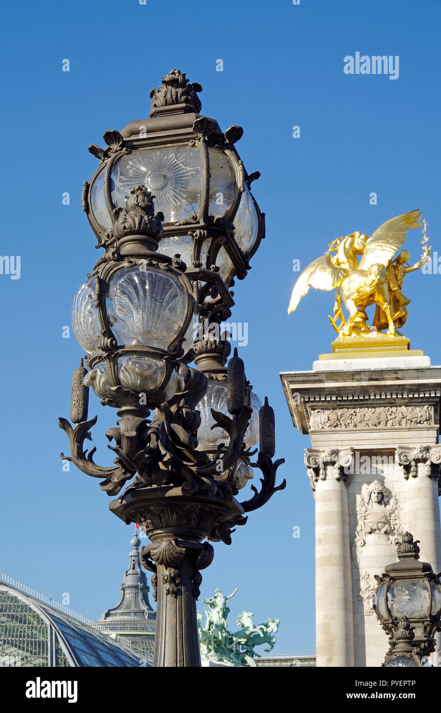 Paris France.  The Grand Palais, the Petit Palais & the Pont Alexander III, laid out in for a formal plan formed the site for the Universal Exposition Stock Photo