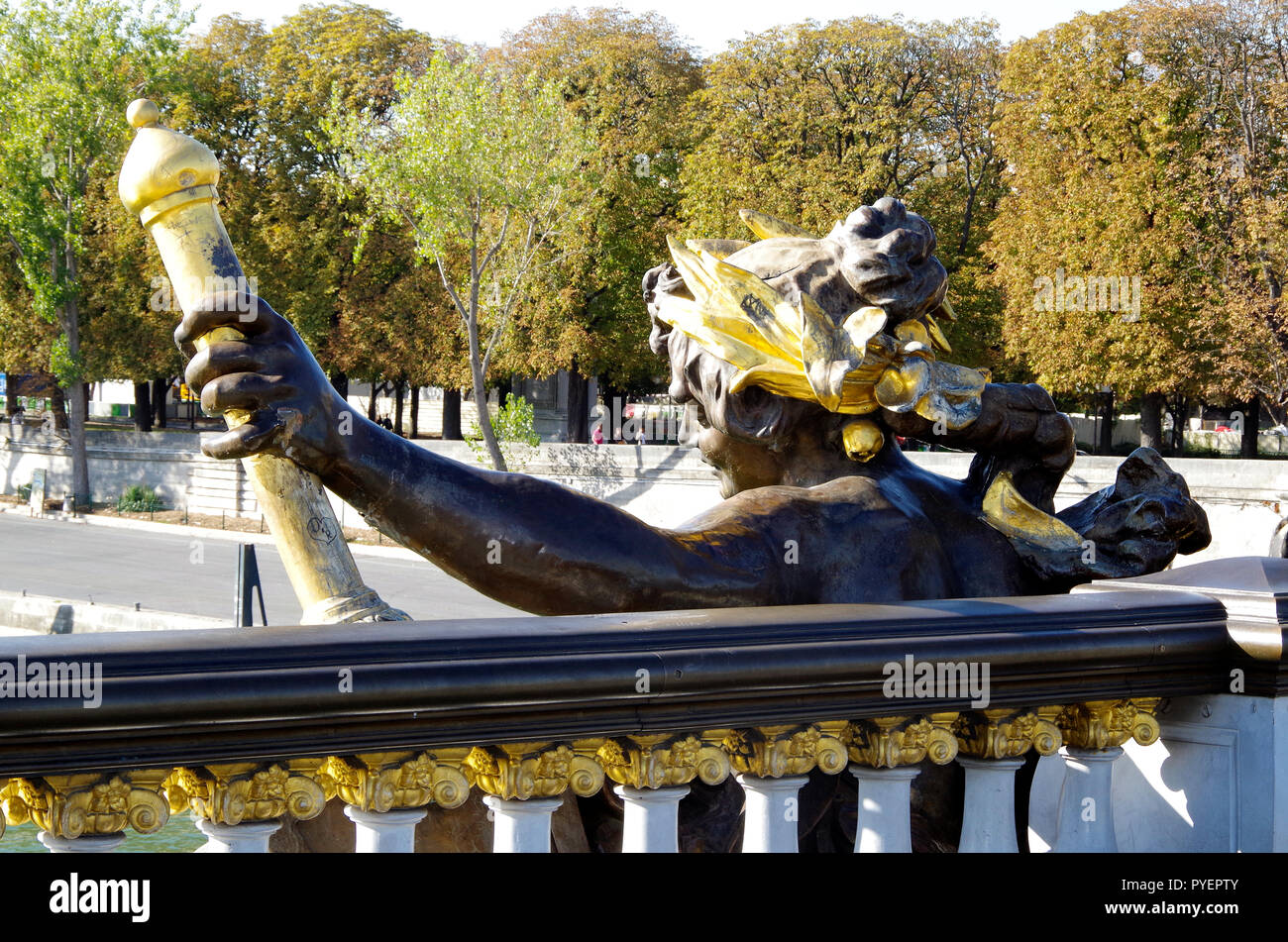 Paris France.  The Grand Palais, the Petit Palais & the Pont Alexander III, laid out in for a formal plan formed the site for the Universal Exposition Stock Photo